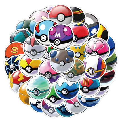 50pcs Cute Cartoon Anime Pokemon Stickers Kids Toys Kawaii Poke Ball Pikachu Decals Skateboard Laptop Waterproof Sticker