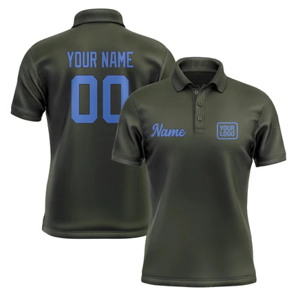 Personalized DIY Dark Olive Polo Shirts Customized Name Team Name Logo Number Team Uniforms Loose Darts Bowling Billiards Tops