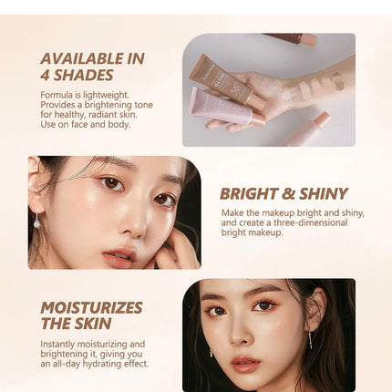 Natural Glow Enhancer Foundation Glowing Moisturizing Lightweight base Multi-purpose Face Body Glitter Cream Bronzer For Paris