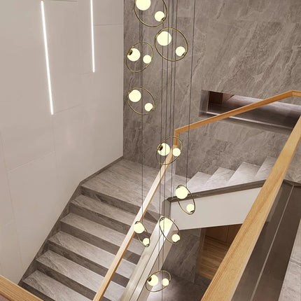 Chandelier for Staircase Hanging Lamp Modern Pendant Luster Lighting for Living room Led Ceiling Lamps Ring Stairs Loft Lighting