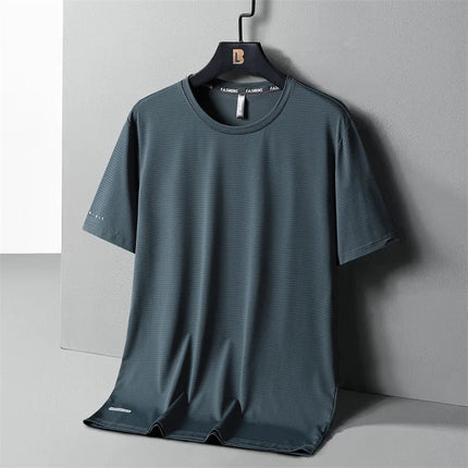 High-Quality Ice Silk T-Shirts Men Plus Size 8XL Male Tshirt Fat Man Tee Shirt Breathable Wearing Tee Tops Running Fast Shipping