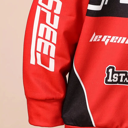 Trendy Kids' Racing Element Hoodie & Pants - Street Style Tracksuit