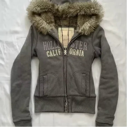 SIRI New Hip-hop Trend Zipper Hoodie Female Street Casual Loose Joker Retro Sweatshirt Y2K Unisex Fleece Padded Warm Hoodie