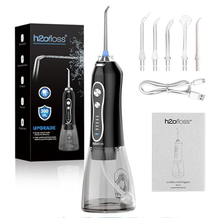 H2ofloss Water Flosser For Teeth Portable Oral Irrigator Dental Water Jet High Pressure Cleaning Mouth Washing 300ML 5 Modes