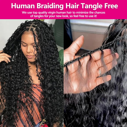 Deep Wave Boho Braids Human Hair Bulk 50g/100g 100% Human Hair Braiding Hair Extensions No Weft Brazilian Curly Braiding Hair