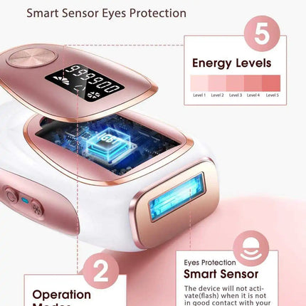 IPL Hair Removal Device 999990 Flashes Ice Cooling Painless Hair Remover 5 Energy Levels Laser Hair Removal for Face Whole Body