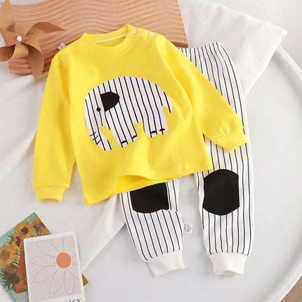 Multi Color Cute Cartoon Bear Print Toddler Baby Suits Tops Hoodie and Pants Comfortable Baby Sets for 1-8Y Kids Clothing Sets