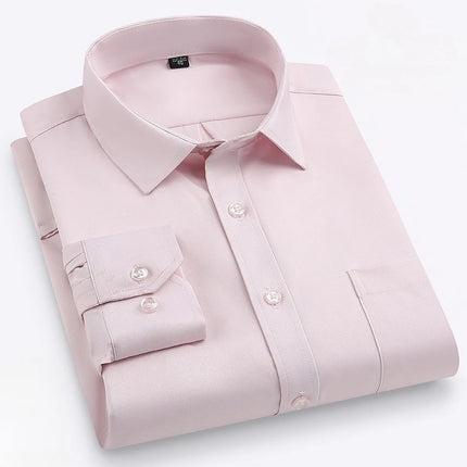 Men's Purple Long-Sleeve Shirt for Commuting: Non-iron, Wrinkle-resistant, Slightly Stretchy, Quick-drying Casual Shirts.