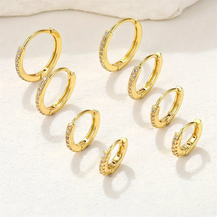 3Pairs Set Fashion Stainless Steel Crystal Oval Huggie Hoop Earrings for Women 18K Gold Plated Dangle Hoop Earring Punk Jewelry