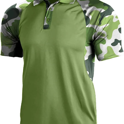 Summer Print Polo Shirts Men Fashion Camouflage Patchwork Short Sleeve Polos Outdoor Sports Fitness Tops Mens Breathable Tees
