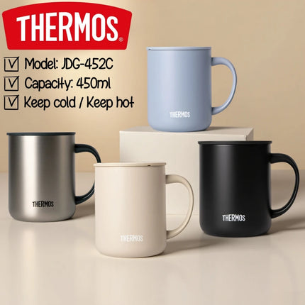 THERMOS Mug 450ml Handle Mug, Keep Cold & Keep Hot Stainless Steel Thermos, Leakproof Coffee Mug & Milk Cup for Office,BPA Free