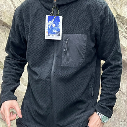 Outdoor Pine Pattern Knitted Fce Hoodie Breathable Men Women Sweatirt Casual Sle Stand Fit Long Sve Zipper ...