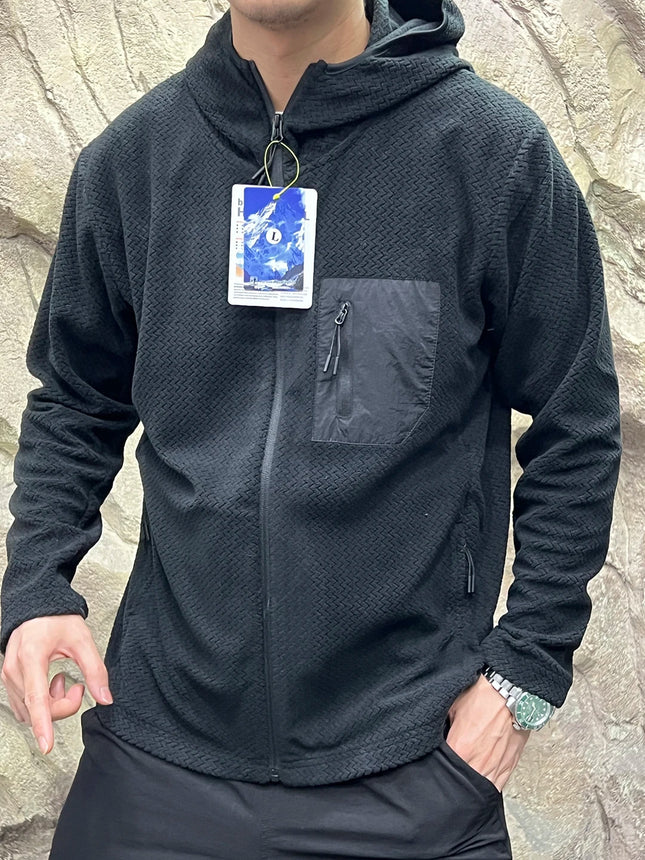 Outdoor Pine Pattern Knitted Fce Hoodie Breathable Men Women Sweatirt Casual Sle Stand Fit Long Sve Zipper ...
