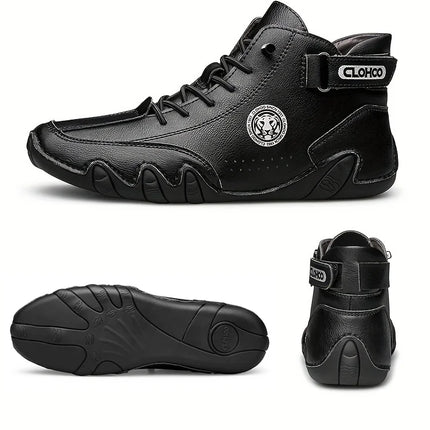 CLOHOO Hand-Sewn Octopus Design Men's Short Boots High-Top Leather Riding Boots Stylish Men's Footwear