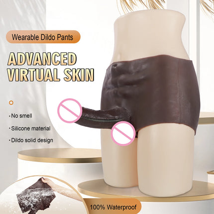 Huge brown Silicone Boxer shorts With Penis Dildo Male Masturbator Strap-on Solid Dildo Sex Toys For Men Women Gays Boxer Shorts