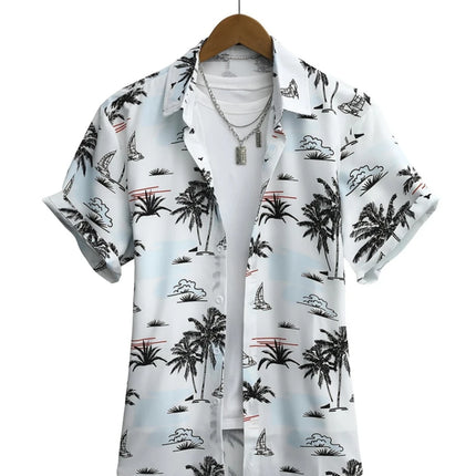 Simple Men's Shirt 3D Printed Retro Fashion Topshort Sleeve Beach Sweatshirt Street Hawaii Short Sleeved Shirt Men's Clothing