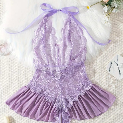 Red Women's Underwear Summer Underpants A Set Of Ultra-thin Female Lace Nightdress  Transparent Intimate Sleepwear
