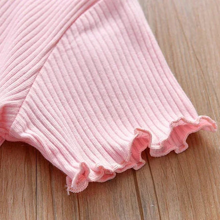 Girls' Embroidered Short Sleeve T-Shirt Ice Silk Summer Top with Ruffle Trim Stretchy Soft for Toddler Baby 1-6 Years