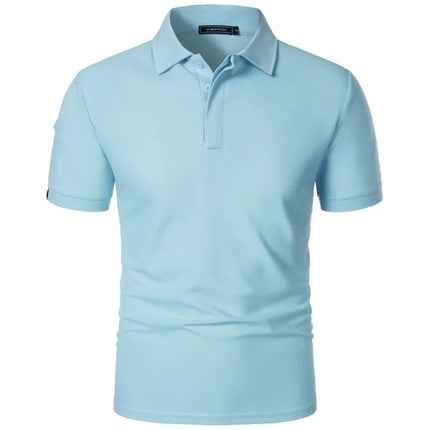 New Men's Short Sleeve T-Shirt Sports Tennis Polo Shirt Summer Oversized Breathable Shirts Button Moisture-Wicking Streetwear