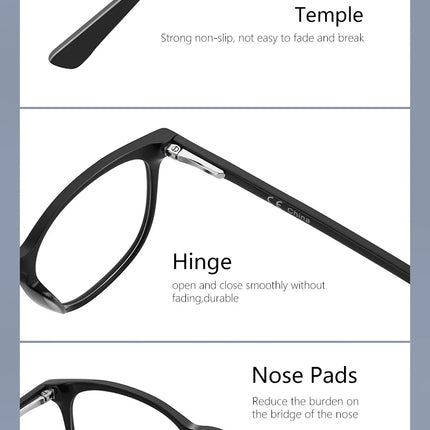 ZENOTTIC Acetate Prescription Glasses Men and Women Square Full-Rim Myopia Hyperopia Progressive Anti-Blue Light