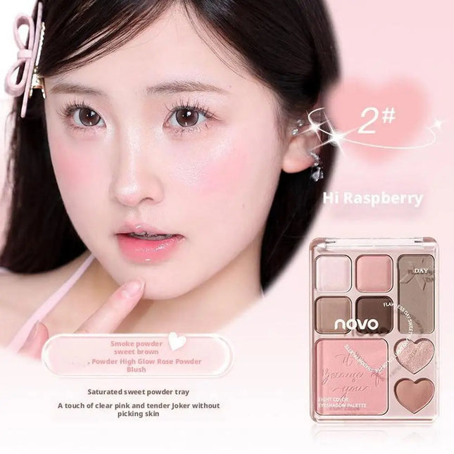 Novo 8Color Eyeshadow Palette Silver Pearlescent All-in-One Highlighter Long Lasting Shimmer Eyeshadow Makeup Eye Shadow Palette