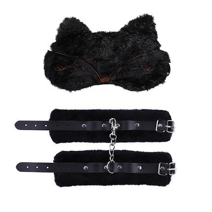 New 1Pc/set Handcuffs Adjustable PU Leather Plush Blindfold Masks Restraints Bondage Anal Plug Sex Toy For Women Adults Games