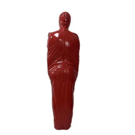 Natural & flexible adults latex bondage bag adults PVC sleeping sack open head and attached front zipper Fetish Rubber Suit