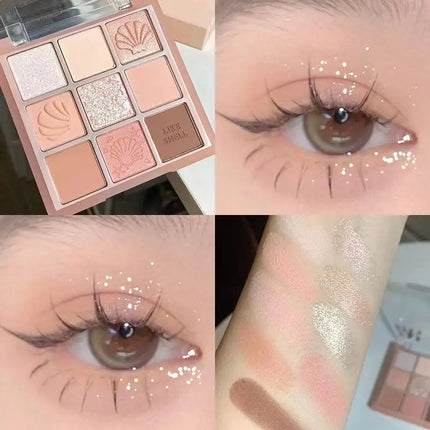 DIKALU New Shell Nine Color Eyeshadow Plate Powder Purple Low Saturation Earth Blush High Light Lying Silkworm Brightening Compr