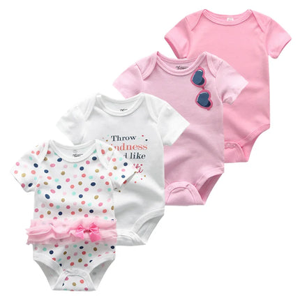 4Pieces Cotton Newborn Bodysuit Print Baby Girl Clothes 0-12M Cartoon Baby Boy Clothes Summer Short Sleeve Romper Bebes