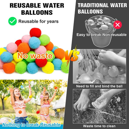 12/30/60Pcs Reusable Water Balloons Cotton for Kids Outdoor Toys Games Summer Pool Cotton Water Balls Toy Water Play Splash Ball