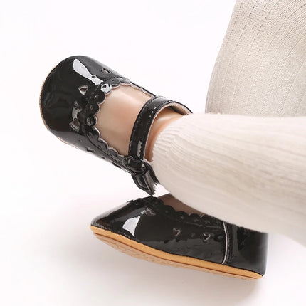 Solid Color Baby Girl Mary Jane Shoes With Soft Rubber Sole Anti Slip Spring And Autumn Princess Shoes Suitable For 0-18M Babies