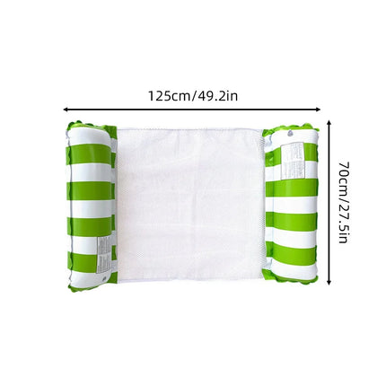 Striped Inflatable Water Hammock Float, Multi-Purpose Mesh Pool Lounger, Foldable Floating Bed, Beach and Summer Water Party Use