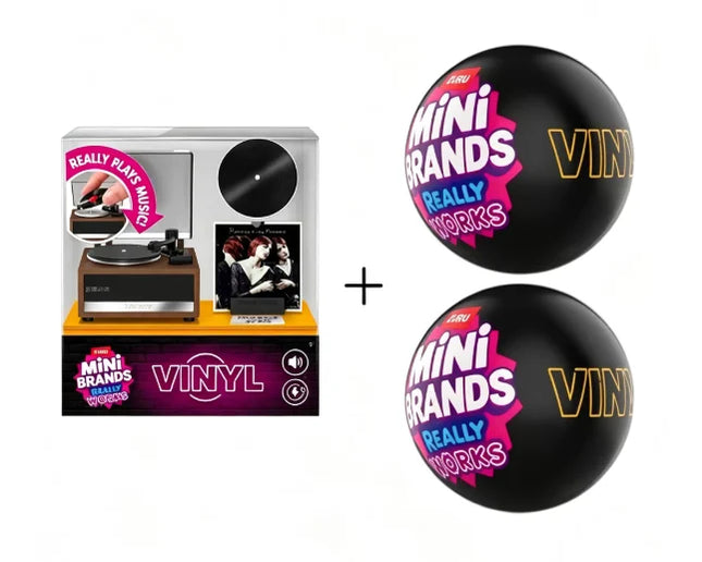 ZURU Mini Brands Really Works Vinyl Capsule Blind Box Unbox Music Vinyl Playset Fully Working Miniature Record Player Mini Vinyl