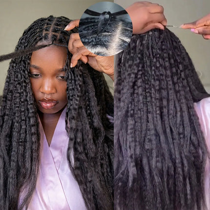Yaki Straight Feathered Human Crochet Hair For Braiding Hair Boho Braids Human Hair Extensions Miracle Knots Crochet Human Hair