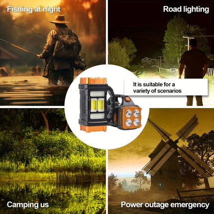 New Upgrade Rechargeable High Power Solar LED COB Flashlight With Power Bank Waterproof Multifunctional Hand Lamp For Outdoor