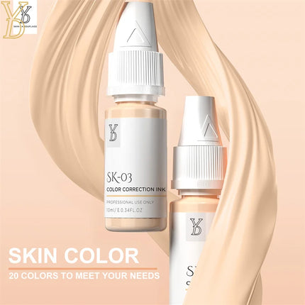 YDPMU 10ML Skin Camouflage Pigment Semi Permanent Makeup Tattoo Ink for Scar Vitiligo Stretch Mark Conceal Restore Skin Tones