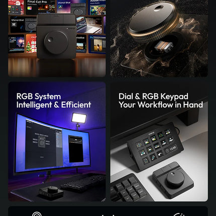 Ulanzi D100H Dial Creative Controller Video Editing Assistant for Youtube Tiktok PR PS Support Bluetooth Key Production Console