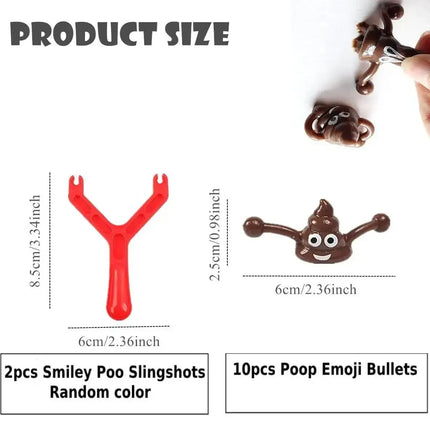 12pcs Mini Rubber Slingshot Poop Slingshot Toy Flying Poop Toys Smiling Stretchy Toy Stress Relief Toy Gift for Kids Adult Party