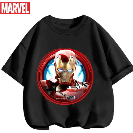 Kids Marvel Iron Man Avengers T-Shirt Boys Girls Summer Superhero Daily Wear 2026 New Anime Clothes
