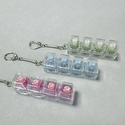 #LED Keyboard Keychain Fidget Toys Crystal Clicker Sensory Toy for Stress Relief Keyboard Keychain Fidget Gadget for Adults Kids