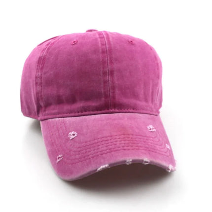 1pc Solid Distressed Perforated Mesh Washed Baseball Cap, Breathable Sun Protection Accessory For Spring and Summer，adjustable