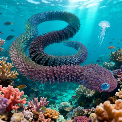 6 Pcs 150Cm/59.06In 3D Printed Snake Statue, Flexible 3D Printed Animal, Colorful Figurines Statue,