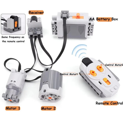 Technical MOC 88003 Power Functions Bricks Kit with 4PCS L Motors & IR Remote Control for legoeds Building Blocks Battery Box