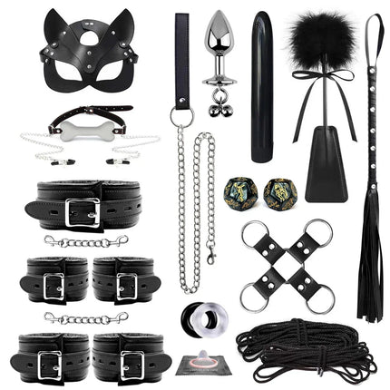 Leather Bondage Set BDSM Fetish Handcuffs Collar Erotic Toys Women Couples Adult Play Erotico Sexy Toys Sex Toys for Women Slave