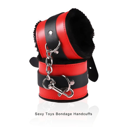 Sexy Toys Couple Bondage Equipment Fur Handcuffs Adult Games RolePlay Slave Tying Prop Soft Leather Whips Exotic Accessories 18+