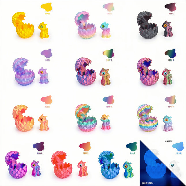 3D printed toys, artistic dragon egg sculptures, hatching dragon babies, modern home decor, mini desktop decorations, gifts