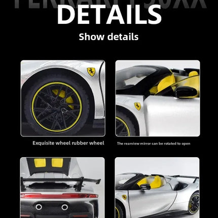 1:24 SF90XX SF90 Alloy Sports Car Model Diecasts Metal Racing Vehicles Car Model Sound Light Simulation Collection Kids Toy Gift
