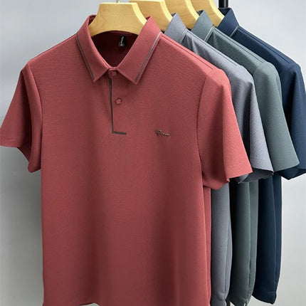 High-end luxury brand fashion hot diamond short sleeve Advanced printed POLO shirt summer new Korean version men's lapel T-shirt