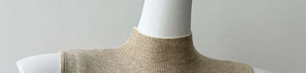Korean Sle Knitted Vest Women's Base Layer Tank Top Svel f High Collar Spring Autumn Winter Inner And Outer Wear