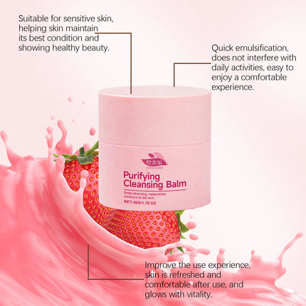 Hanchobit Strawberry Makeup Remover Balm Sunscreen Removal Moisturizing Skin Cleansing Oil Control Smooth Korean Cleansing Balm